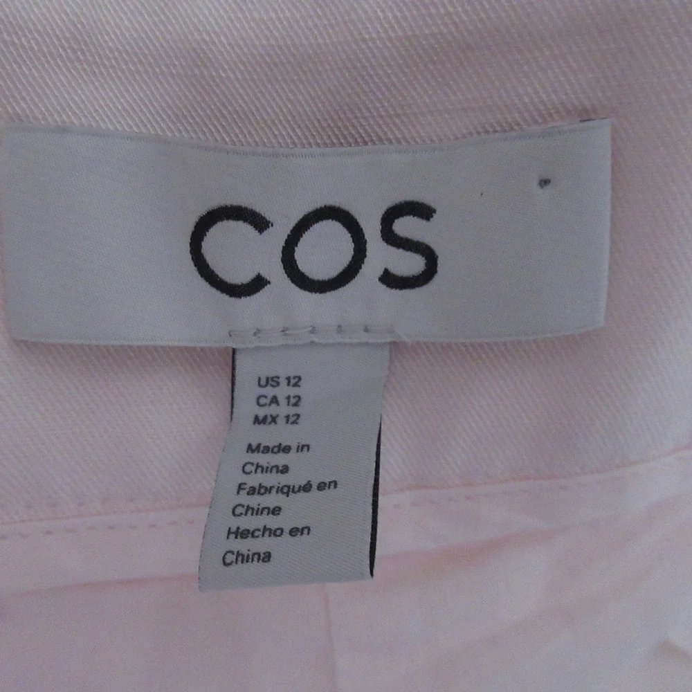 COS Pants 12 PInk Super High Rise Wide Leg Linen Blend Pleated